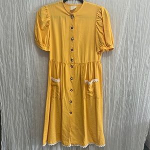 Vintage Mustard Dress | Retro Dress | Size 14